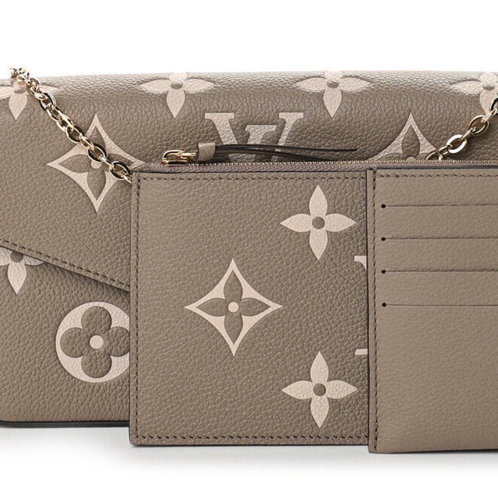 NWT Louis Vuitton Empreinte Monogram Giant Felicie Pochette Tourterelle Creme